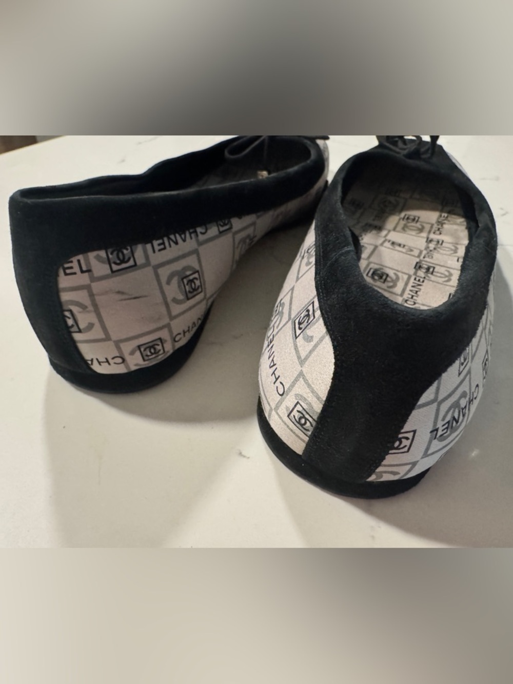 Rare Vintage Chanel CC Logo Print Ballet Flats - Picture 3 of 5